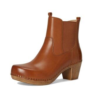 NEW Dansko Shayna Heeled Chelsea Boots - Leather Luggage For Women 257 7S4